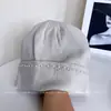 Gorro de Punto Retro de Moda con Perlas, Holgado, para Mujer, Versátil, Casual de Invierno, Elegante, para Mantener el Calor