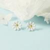 Pendientes de flores de margarita Hyuna, de verano, sencillos, pequeños, bonitos, dulces, combinables, de color caramelo, para mujer, con gotas de aceite.