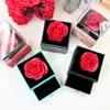 Caixa de Flores Eternas Caixa de Presente Dia dos Namorados Caixa de Acrílico Transparente Caixa para Pingente de Colar Anel Caixa de Presente com Flor de Rosa