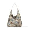 Bolsa Grande Bordada de Grande Capacidade para Mulheres 2026 Nova Moda Bolsa de Ombro Simples Estilo Chinês Color-Blocking Bolsa Tote para o Dia a Dia