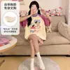 Pijama Nuevo de Verano para Mujer con Copas en el Pecho, Shorts de Manga Corta, Lindo Diseño de Perro Dóberman de Dibujos Animados, Estilo Delgado, Conjunto de Ropa de Casa para Niña