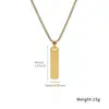 Collar para Hombre Cruzado Espejo Europeo y Americano Transfronterizo Acero Inoxidable Rectangular Ovalado Tridimensional en Blanco Regalo de Vacaciones Grabado