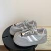 2025 Novo Estilo Pequeno Casual Sola Grossa Aumento de Altura Bico Largo Cadarço Sapatos de Treino Alemães Tênis Estilo Esportivo Retrô Coreano para Mulheres
