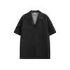 Yidao Vintage 2026 Verano Nuevo Estilo Americano Cuello Cubano Manga Corta de Mezclilla Camisa para Hombre, Marca de Moda, Camisa Casual de Corte Holgado