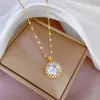 [Acero de titanio] Collar elegante de microdiamantes con circonita redonda grande para mujer, estilo industrial pesado, exquisitos accesorios de cadena de clavícula de color rojo cibernético.