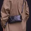 Bolso Bandolera de Cuero Retro para Hombre Horizontal Personalizado Piel de Vaca de Primera Capa Diseño Personalizado Plisado Bolso para Caminar al Aire Libre de Negocios
