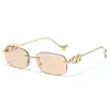 Gafas de Sol 2026 de Marco Cuadrado Sin Marco con Patas de Metal, Lentes Cuadradas Pequeñas en Forma de V de PC, Color Borgoña Champaña Gafas de Sol de Exportación