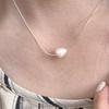 Collar de Plata Esterlina S925 con Perla Barroca Natural de Agua Dulce para Mujer, Lujo Accesible, Moderno, Diseño de Alta Gama, Elegante Cadena para Clavícula
