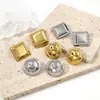 Aretes Cuadrados de Acero de Titanio Chapados en Oro de 18K para Mujer, Joyería Geométrica Simple para Oreja, Clavos Estilo Ins de Lujo Ligero, Versátiles a la Moda