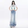 Calça Slimming Redutora de Idade Nova Primavera e Verão Feminina Design Lavado Jeans Moda Coreana Versátil