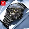 Reloj Mecánico Automático Completo Oris Impermeable Luminoso de Negocios Multifunción Calendario Perpetuo Calado para Hombre