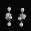 Pendientes Vintage Estilo Francés de Racimo de Uvas Perla, Diseño de Lujo Ligero de Nicho, Pendientes Versátiles de Gama Alta para Mujer, Adecuados para el Trabajo