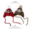 Gato Hermano Lindo Peluche Bola Sombrero Envolvente de Cabeza Grande Invierno para Mujer Romboidal Atado Protección para las Orejas Cálido Gorro de Lana