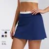Falda Corta de Punto Canalé con Bloques de Color de Cintura Alta para Mujer, con Sensación de Segunda Piel, Anti-Exposición, Adecuada para Fitness, Deportes y Tenis, Nuevo Producto Transfronterizo
