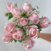 11 Flor Artificial Rosa Bud Bingxin alta calidad Hidratante Visual Decoración del Hogar Mesa de Comedor Flor Rosa Boda