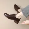 Sapatos Femininos de Couro Estilo Britânico Marrom Chuyuji 2026 Nova Coleção Primavera e Outono Solado Macio Confortáveis para o Dia a Dia Trabalho Profissional