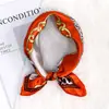 Pañuelo Cuadrado de Satén con Estampado de Cadena 50 Colores Moda de Alta Gama Versátil Profesional Azafata Servicio al Cliente Pañuelo Decorativo Pañuelo de Seda