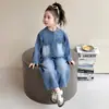 Conjunto de Mezclilla para Niña, Nuevo Conjunto de Dos Piezas con Chaqueta de Botones de Mezclilla de Moda para Bebé Niña, Versión Coreana