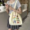 Bolsa de Ombro de Nylon Bordada com Planta Bolsa de Mão Grande Capacidade Portátil Bolsa de Compras Versátil Bolsa Tote para Estudante Aula Deslocamento