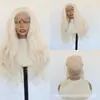 Renda na Testa Branca Leitoso Cabelo Longo Ondulado Fibra Sintética Fosca de Alta Temperatura Acessório de Cabeça Para Fotografia Cosplay Fabricante Atacado