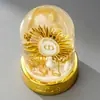 Bola de cristal de lujo, manualidades personalizadas de resina, adornos de decoración de escritorio de lujo ligero, regalo de marca globo de nieve