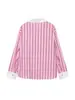 Ropa para Mujer Estilo Europeo y Americano de Comercio Exterior Transfronterizo Marca Z Nueva Colección Primavera 2026 Camisa de Manga Larga con Cuello de Contraste y Diseño Rayado