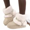 Botas de Nieve Talla Grande para Mujer Forradas de Polar Engrosadas Cálidas de Invierno Antideslizantes Impermeables Botas de Media Pantorrilla Suela Gruesa Zapatos de Algodón para Mujer