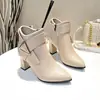 Tendencia de Tacones Altos Estilo Coreano Otoño 2026 Nuevas Botas Cortas Versátiles de Moda Sexy Botines Individuales de Socialité Profesionales Tacón Grueso