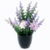 Planta en Maceta de Simulación con Maceta Estilo Nórdico Decoración de Escritorio Sala de Estar Flor Artificial Adornos Creativos Flor de Lavanda Morada Bonsái