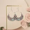 Pendientes Vintage de Turquesa en Forma de Lágrima para Mujer, Diseño Ins con Toque Étnico, Pendientes Largos Exagerados con Personalidad, Suministro Transfronterizo de Moda