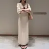Vestido de Punto Holgado de Manga Corta Estilo Francés para Mujer, Moda Verano 2026 Nuevo Elegante Vestido Largo
