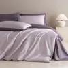 Juego de Cuatro Piezas de Satén 100% Algodón de Fibra Larga Clase A Lujo Ligero Color Sólido Bicolor Estilo Hotel Sábana Funda Nórdica Ropa de Cama 4