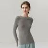 Suéter de cachemira pura listo para usar de primera línea para mujer, cuello redondo capa base 2 nuevos suéteres de punto elegantes de corte ajustado