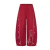 Calça Esportiva Casual Listrada em Relevo Estilo Retrô Americano Urso Mágico Calça de Moletom Reta Calça de Perna Larga Dança Jazz Solta