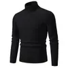 Comercio Exterior Retro Simple Color Sólido Cuello Alto Suéter Básico Ropa Interior Masculina Ropa Exterior Casual Suéter de Punto Ajustado para Hombre
