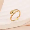 Anillo Abierto Europeo y Americano de Acero Inoxidable Serpiente Abrazando Gota de Agua Anillo de Acero de Titanio Diseño Nicho Elegante Versátil Versión Europea
