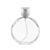 Botella de Perfume de Vidrio Transparente Redonda Plana de Bayoneta Más Vendida Botella Portátil de Spray de Presión Transfronteriza Botella Vacía para Decantar Aceites Esenciales de Viaje