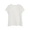 Camiseta Blanca de Encaje Xiaoxian Nizi para Mujer, Estilo Veraniego, Juvenil y Versátil, Camiseta Base Casual de Manga Corta de Color Sólido