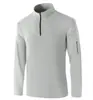 Sudadera exterior con media cremallera para hombre, sudadera con cuello alto, capa base cepillada por ambos lados, bolsillo con cremallera termosellado sin costuras, venta al por mayor