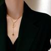 Pingente Letra D Alto Padrão Zircônia Corrente de Clavícula em Aço Titânio Costura Fashion Colar Feminino Joia com Design Color-free