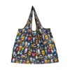 Bolsa de Almacenamiento Grande de Dibujos Animados Estilo Coreano Linda Bolsa de Hombro Tote para Compras Bolsa de Almacenamiento Plegable Conveniente Ecológica
