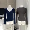 Camiseta Base de Manga Larga con Cuello Bajo Multicolor Estilo Momo Nuo Nuo