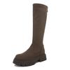 Botas para Meninas Fortinhas tamanho extra largo plus size 43 para mulheres 2023 novas de camurça salto grosso plataforma bota de cano justo com elasticidade