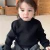 Suéter azul smog para niños otoño e invierno estilo coreano bebé elegante de punto acanalado color liso suéter de punto ropa de invierno ropa versátil para bebé