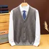 Cardigan de Tricô Masculino Aberto nas Costas Casual Solto Roupa para Idosos Sem Mangas Cardigan Suéter Masculino Outono