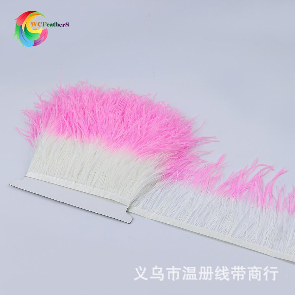 1 white and pink ostrich trims