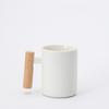 Taza de Cerámica Escandinava, Taza Creativa con Asa de Madera, Taza de Agua Literaria Simple, Taza para Café con Leche, Impresión de Logotipo para Regalo
