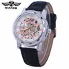 Reloj de pulsera mecánico manual retro hueco con números romanos europeos y americanos, 15 colores, ganador