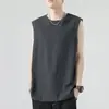 Camiseta sin mangas retro transfronteriza americana de algodón puro para hombre, estilo verano 2025, hombro caído, holgada, casual, con estampado, camisola