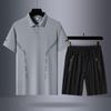 Camiseta para hombres de mediana edad y mayores verano 2024 Traje de verano para papás nuevos Manga corta de seda helada ropa de papá papá